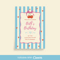 Cherry Party Invite - Editable Canva Template