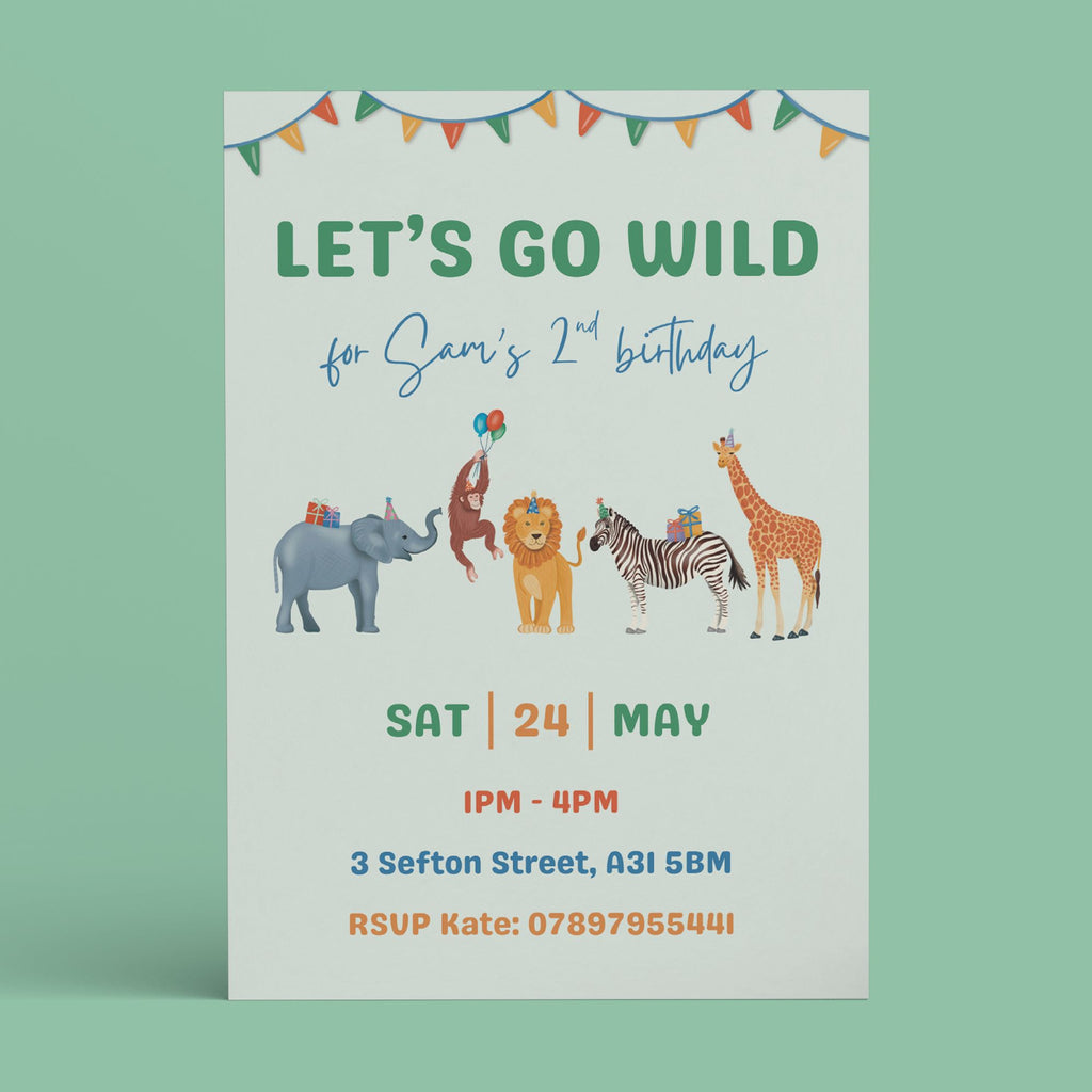 Go Wild Birthday Invitation - Editable Canva Template