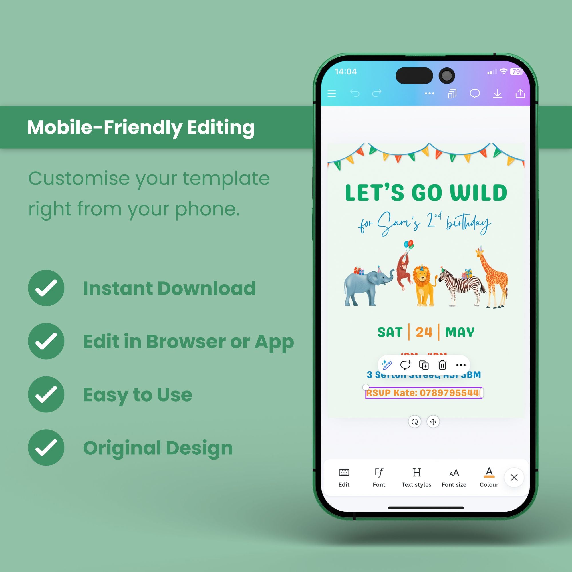 Go Wild Birthday Invitation - Editable Canva Template