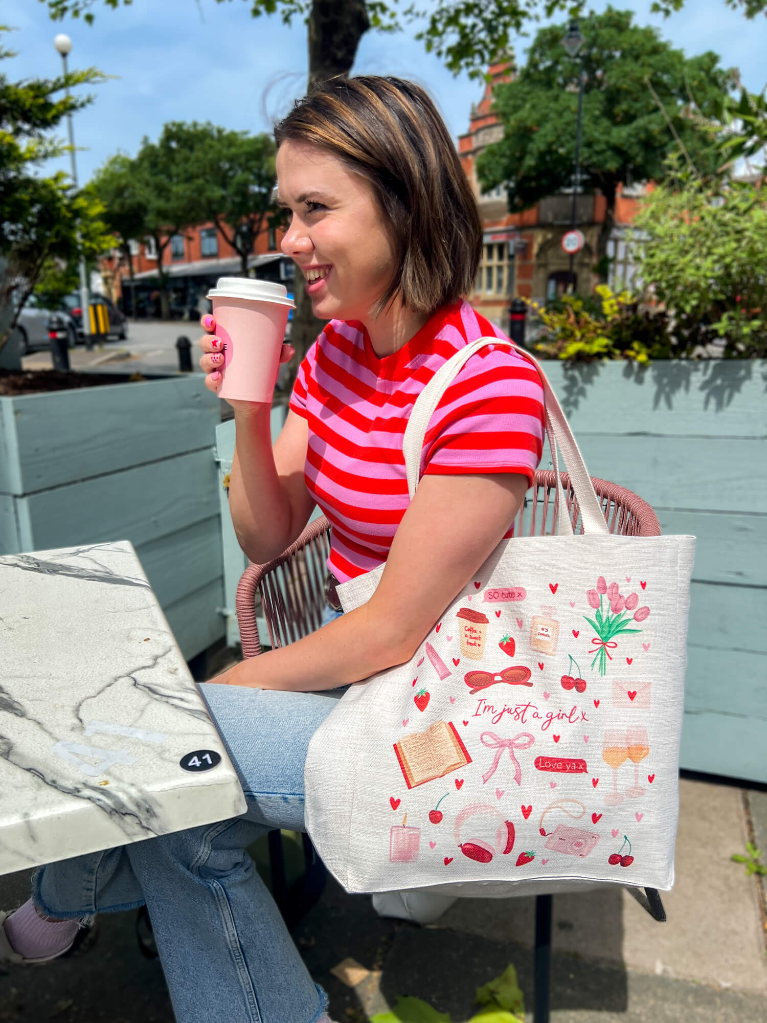 I'm Just A Girl Large Linen Tote Bag
