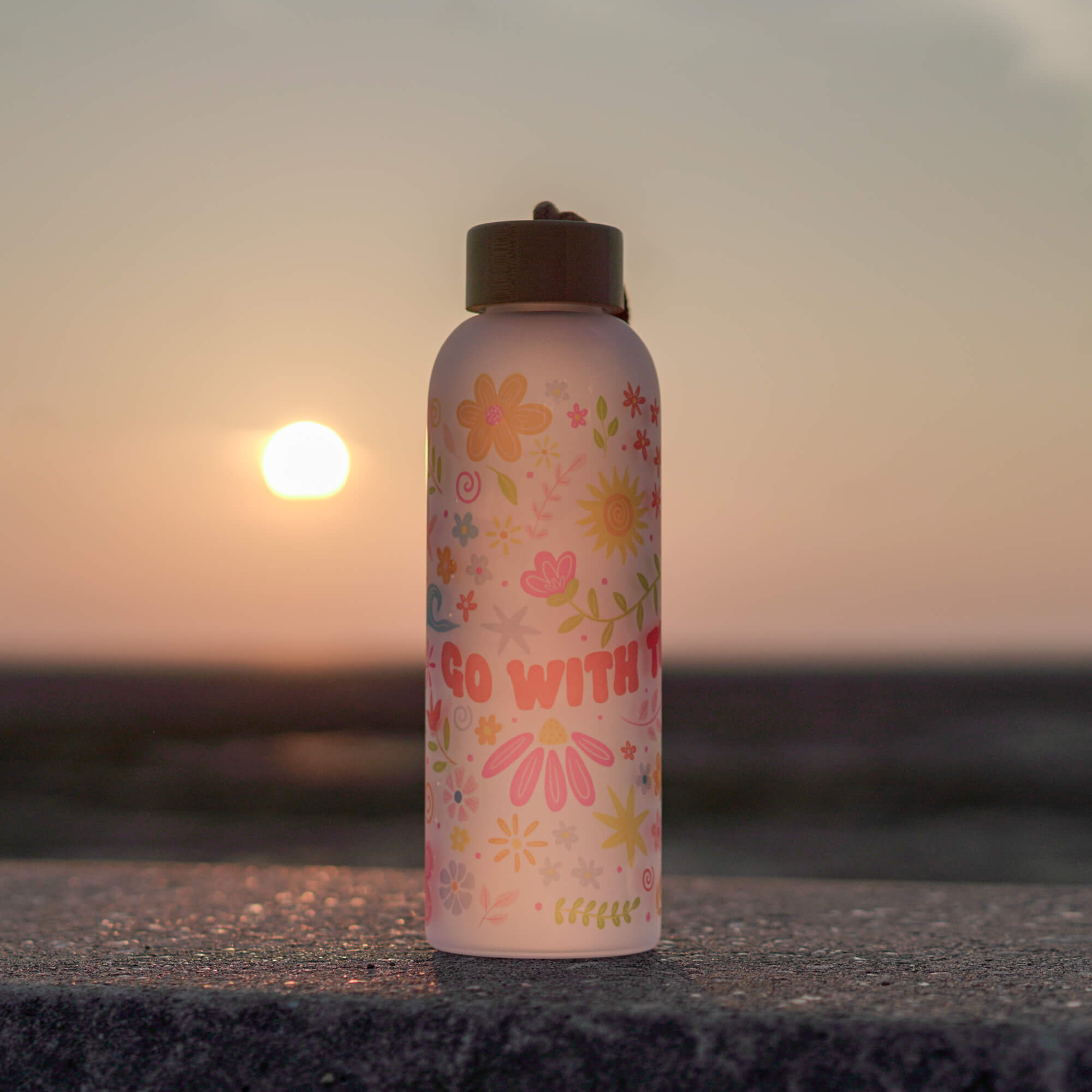 Go With The Flow Glass Water Bottle