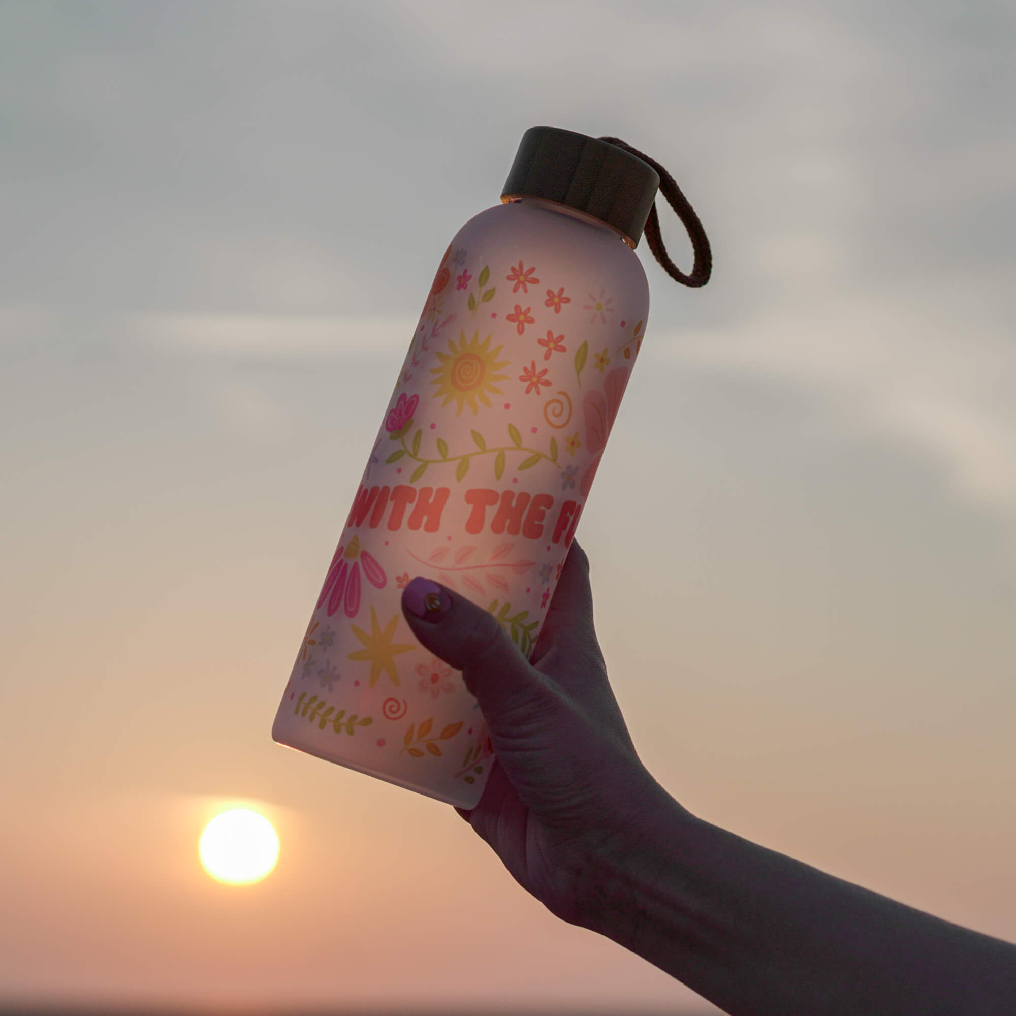 Go With The Flow Glass Water Bottle