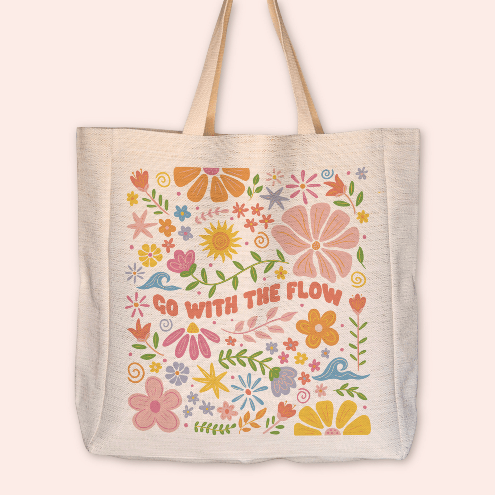 Go With The Flow Large Linen Tote Bag