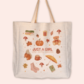 Just A Girl Who Loves Autumn Large Linen Tote Bag
