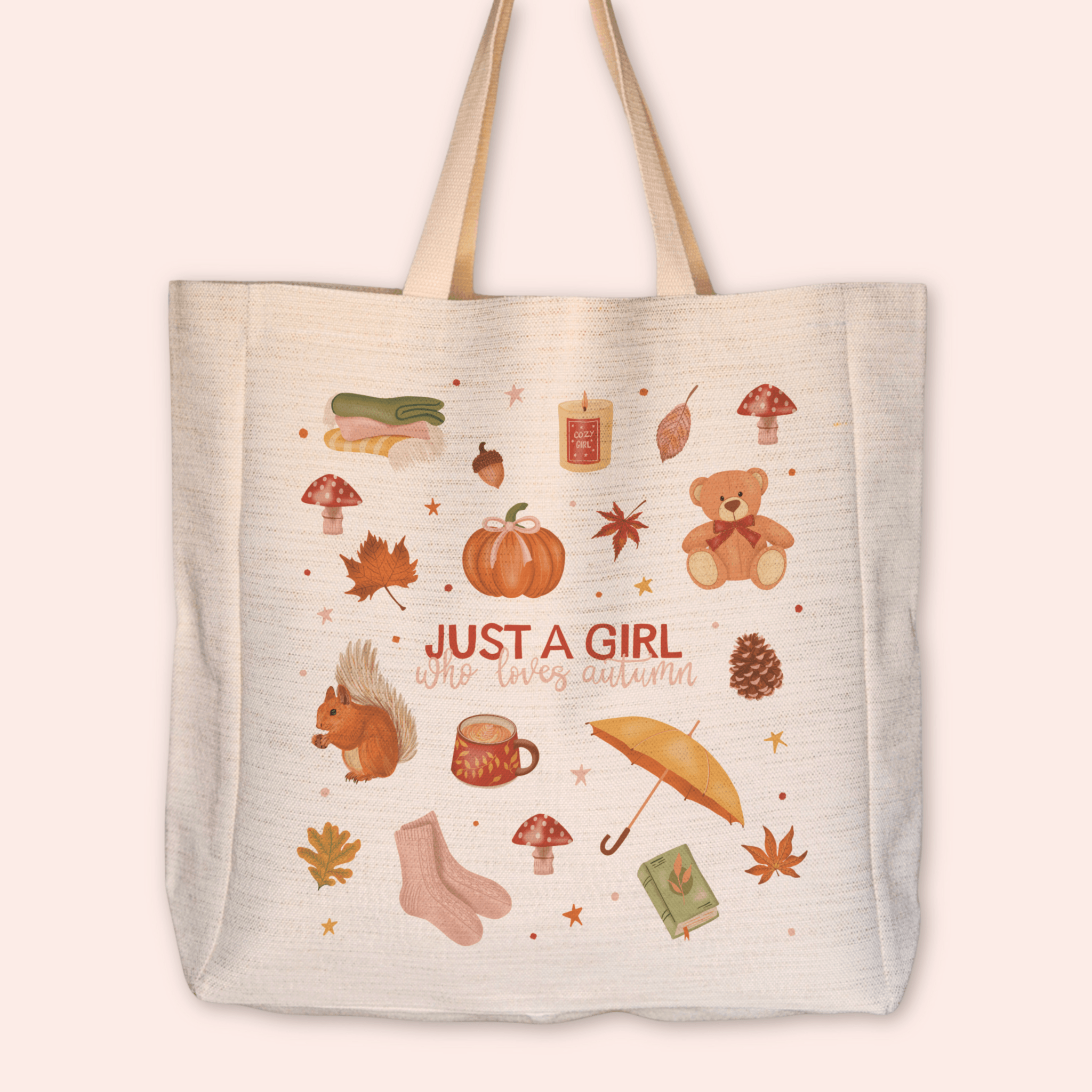 Just A Girl Who Loves Autumn Large Linen Tote Bag