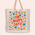 Happy Days Large Linen Tote Bag