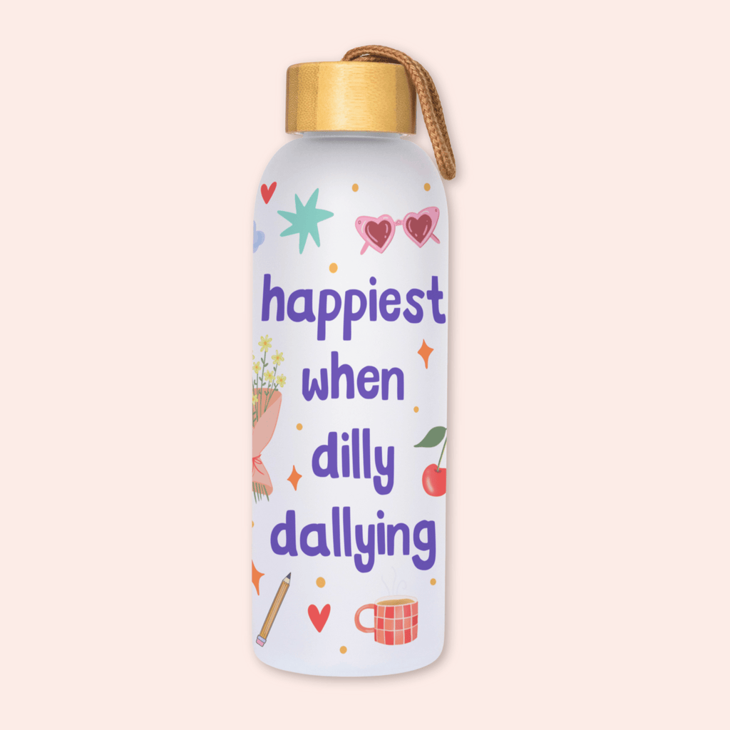Dilly Dally Glass Water Bottle