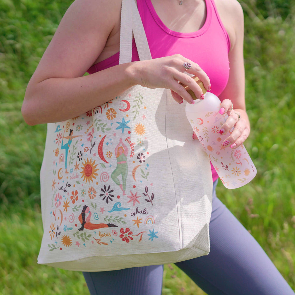 Yoga Girly Glass Water Bottle