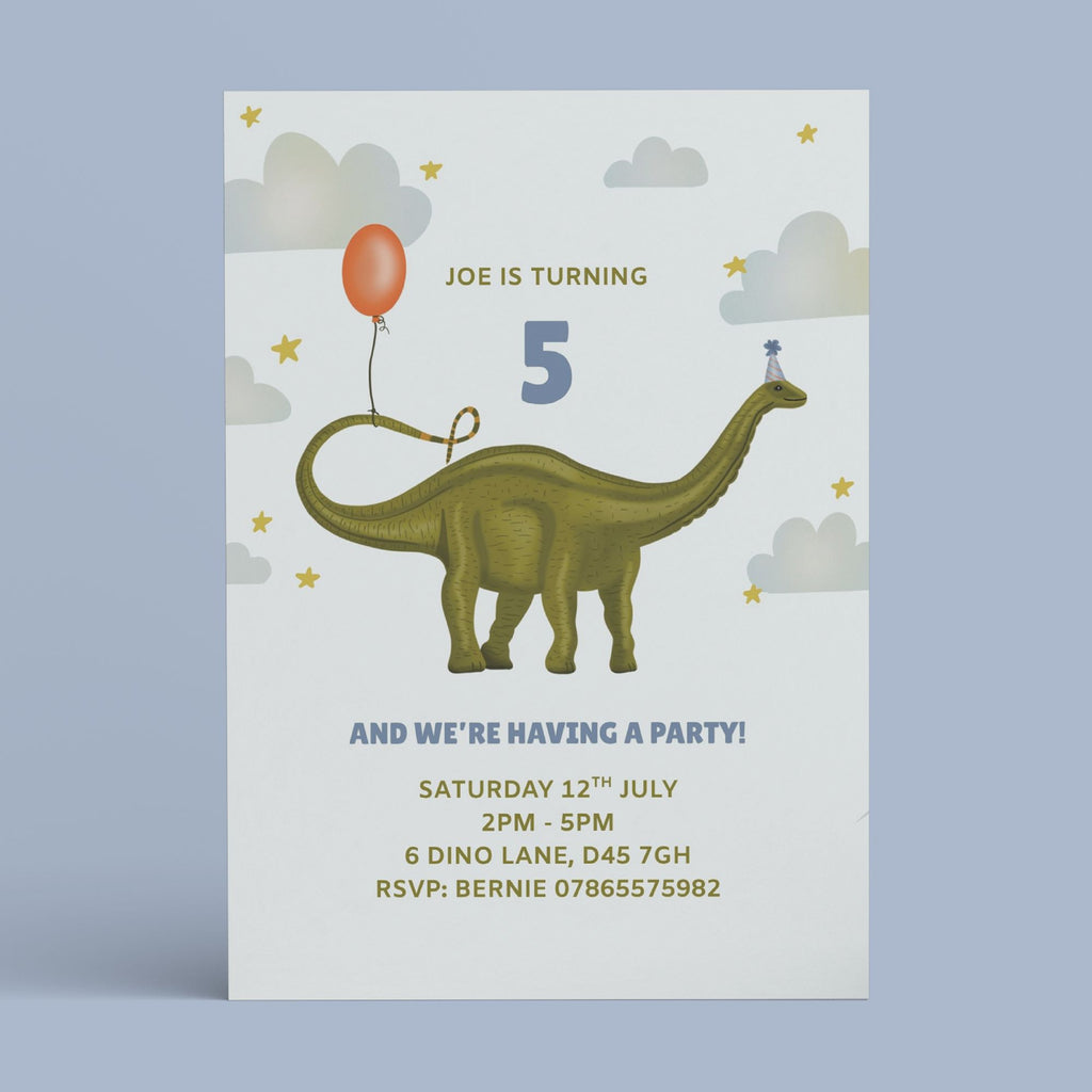 Dinosaur Birthday Invitation - Editable Canva Template