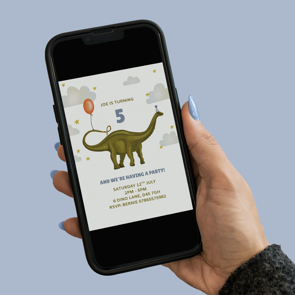 Dinosaur Birthday Invitation - Editable Canva Template
