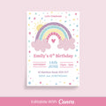 Rainbow Birthday Invitation - Editable Canva Template