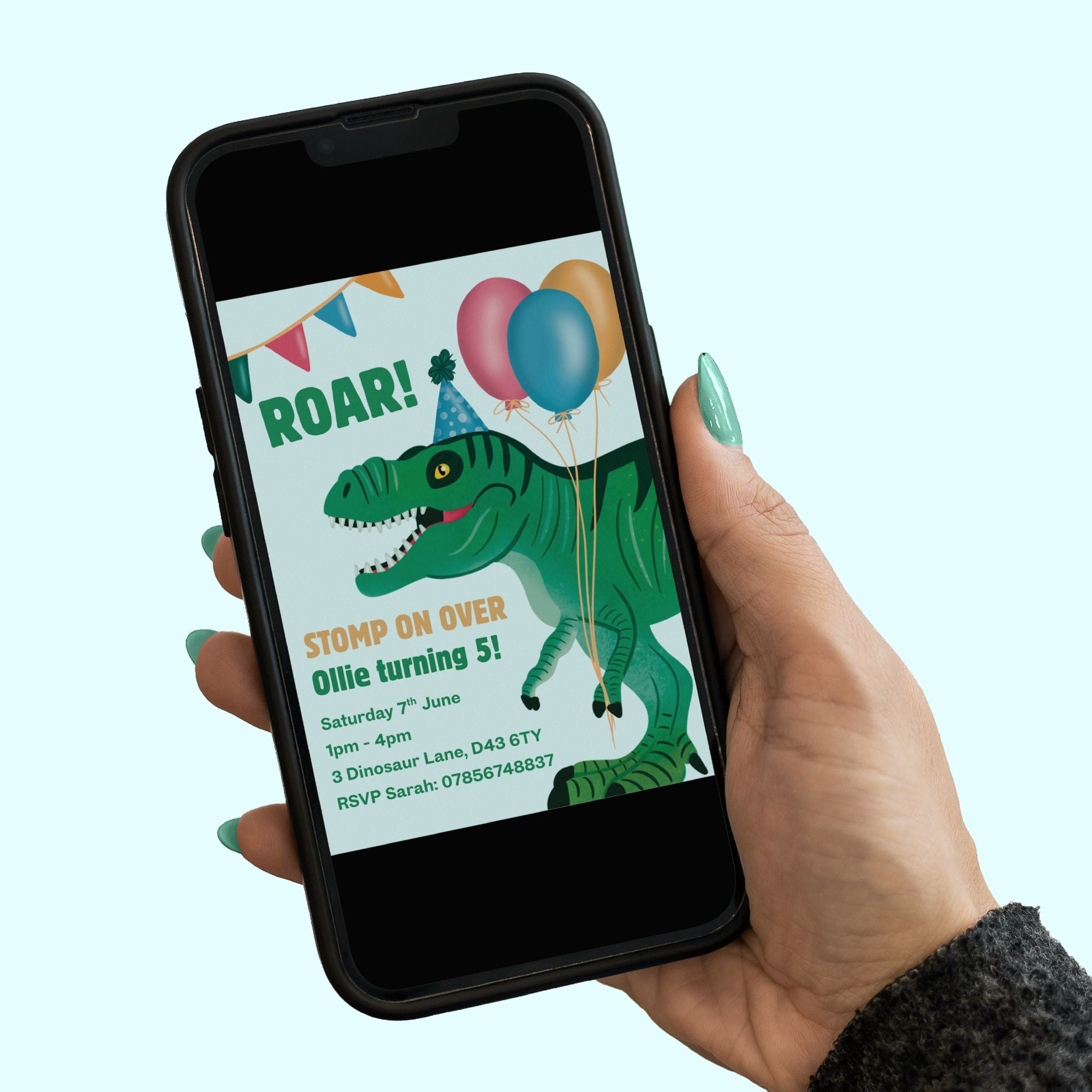 Roar! Dinosaur Birthday Invitation - Editable Canva Template