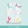 Splish Splash Mermaid Invitation - Editable Canva Template