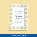 Seashells & Stripes Party Invite - Editable Canva Template